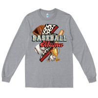 Heather Grey baseball mama Long Sleeve Tee - FaDigitalArtStudio