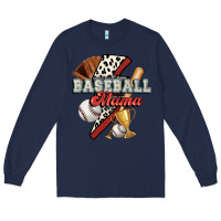 Navy baseball mama Long Sleeve Tee - FaDigitalArtStudio