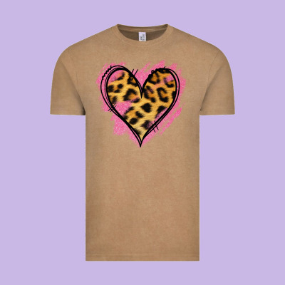 Leopard Pink Glitter Heart Vintage Tee Designed By Jasminsmagicworld