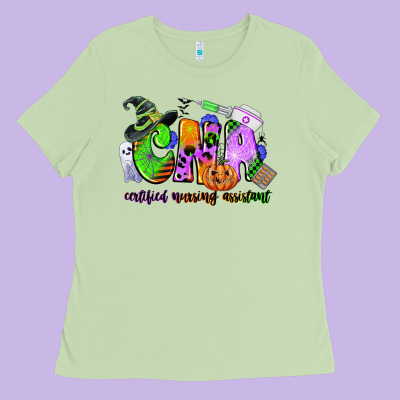 Cna Certified Nursing Assistant Halloween Ladies Tee Designed By Cowgirlartshop