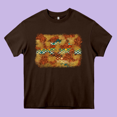 Aztec Background Pattern Western Heavy Core Tee Designed By Texasbilliewilder
