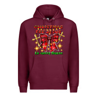 Burgundy festive christmas message with crosses Premium Hoodie - CowhideDigitalArt