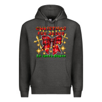 Charcoal Heather festive christmas message with crosses Premium Hoodie - CowhideDigitalArt