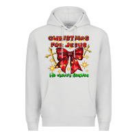 Dove Grey festive christmas message with crosses Premium Hoodie - CowhideDigitalArt