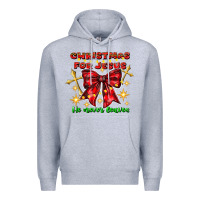 Heather Grey festive christmas message with crosses Premium Hoodie - CowhideDigitalArt