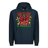Navy festive christmas message with crosses Premium Hoodie - CowhideDigitalArt
