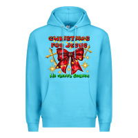 Ocean Blue festive christmas message with crosses Premium Hoodie - CowhideDigitalArt