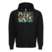 Black turquoise glitter cowhide background Zipper Hoodie - BarkalooDesign