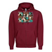 Burgundy turquoise glitter cowhide background Zipper Hoodie - BarkalooDesign