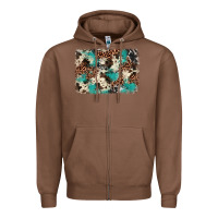 Chestnut turquoise glitter cowhide background Zipper Hoodie - BarkalooDesign
