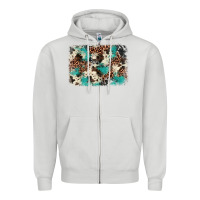 Dove Grey turquoise glitter cowhide background Zipper Hoodie - BarkalooDesign