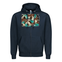 Navy turquoise glitter cowhide background Zipper Hoodie - BarkalooDesign