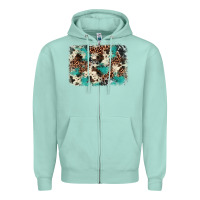 Seafoam turquoise glitter cowhide background Zipper Hoodie - BarkalooDesign