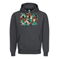 Smoke turquoise glitter cowhide background Zipper Hoodie - BarkalooDesign