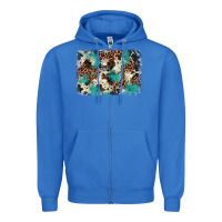 True Royal turquoise glitter cowhide background Zipper Hoodie - BarkalooDesign