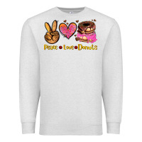 Oatmeal Heather peace love donuts Premium Sweatshirt - AdoDesignShop