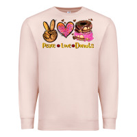 Pale Pink peace love donuts Premium Sweatshirt - AdoDesignShop