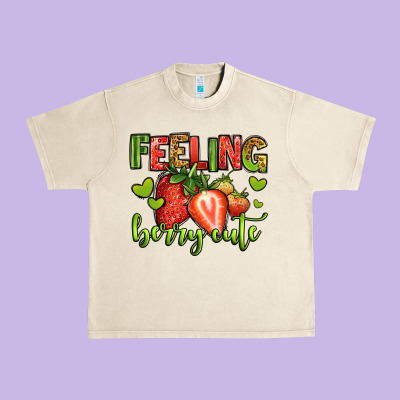 Feeling Berry Cute Strawberry Urban Heavy Tee Designed By Jasminsmagicworld