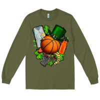 Army Green St. Patrick's Day Basketball Long Sleeve Tee - FaDigitalArtStudio