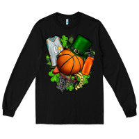 Black St. Patrick's Day Basketball Long Sleeve Tee - FaDigitalArtStudio