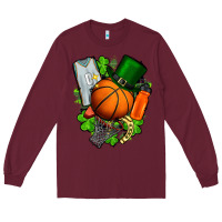 Burgundy St. Patrick's Day Basketball Long Sleeve Tee - FaDigitalArtStudio