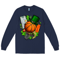 Navy St. Patrick's Day Basketball Long Sleeve Tee - FaDigitalArtStudio