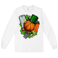 White St. Patrick's Day Basketball Long Sleeve Tee - FaDigitalArtStudio