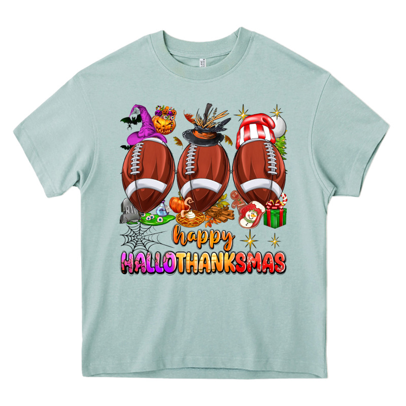 Happy Hallothanksmas Football Heavy Core Tee by texasbilliewilder | Teevron
