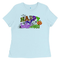 Baby Blue happy halloween Ladies Tee - CowGirlArtShop