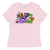 Bubblegum Pink happy halloween Ladies Tee - CowGirlArtShop