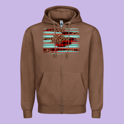 Leopard Serape Background Zipper Hoodie Designed By Barkaloodesign