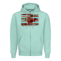 Seafoam leopard serape background Zipper Hoodie - BarkalooDesign