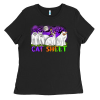 Black cat sheet ghost cats halloween Ladies Tee - CowGirlArtShop