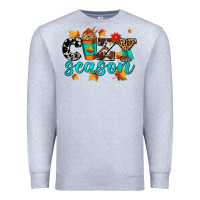 Heather Grey cozy season with coffee cup Premium Sweatshirt - AdoDesignShop