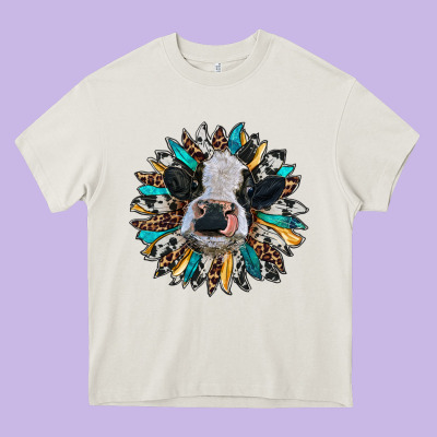 Baby Cow With Sunflower Heavy Core Tee Designed By Ranaportraitstore