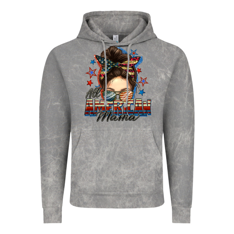 All American Mama Messy Bun 4th Of July Vintage Hoodie by FaDigitalArtStudio | Teevron