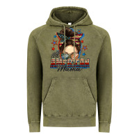 Vintage Olive All American mama messy bun 4th of july Vintage Hoodie - FaDigitalArtStudio