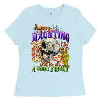 Baby Blue happy haunting and to all a good fright Ladies Tee - CowGirlArtShop