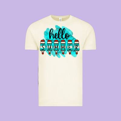 Hello Summer Serape Turquoise Vintage Tee Designed By Cowcowdesign