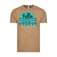 Vintage Coffee Hello Summer Serape Turquoise Vintage Tee - CowCowDesign