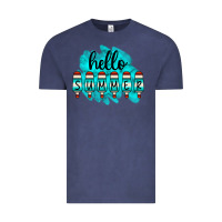 Vintage Denim Hello Summer Serape Turquoise Vintage Tee - CowCowDesign