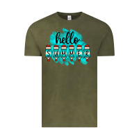 Vintage Olive Hello Summer Serape Turquoise Vintage Tee - CowCowDesign