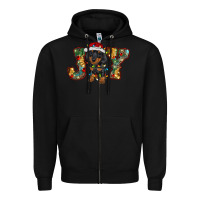 Black dachshund puppy christmas joy Zipper Hoodie - BarkalooDesign