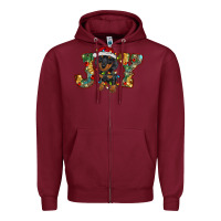 Burgundy dachshund puppy christmas joy Zipper Hoodie - BarkalooDesign