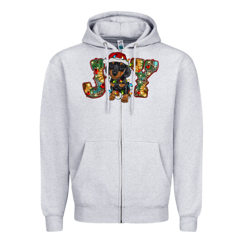 Dachshund Puppy Christmas Joy Zipper Hoodie by BarkalooDesign | Teevron