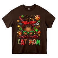 Chocolate Brown santas favorite cat mom Heavy Core Tee - texasbilliewilder