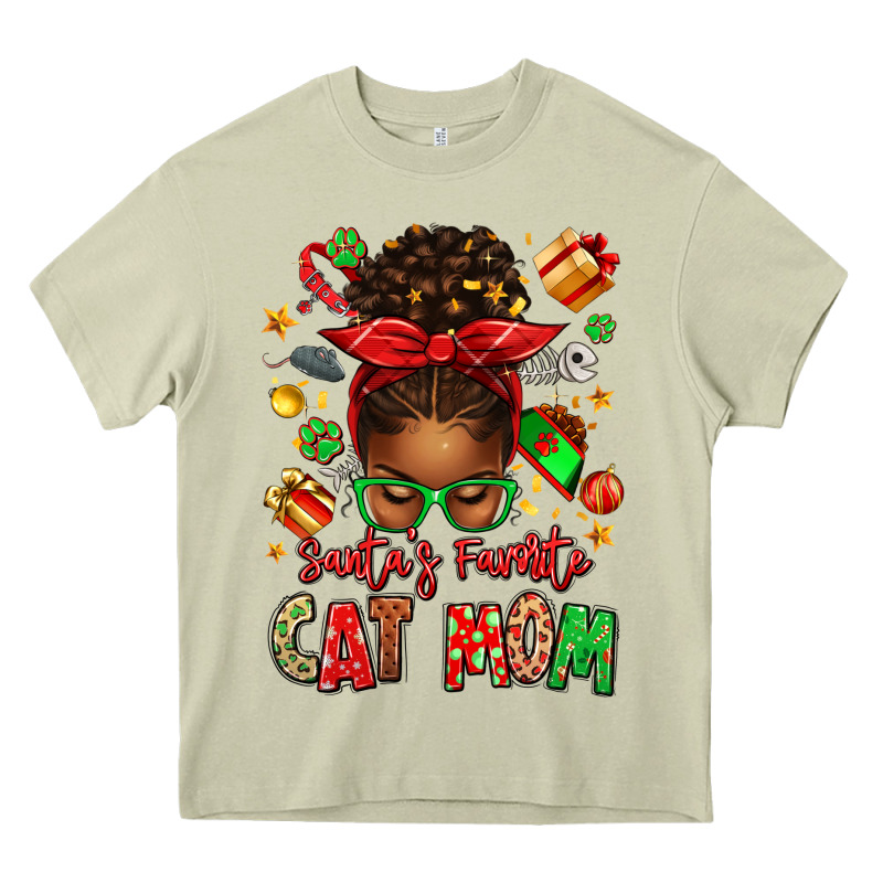 Santas Favorite Cat Mom Heavy Core Tee by texasbilliewilder | Teevron