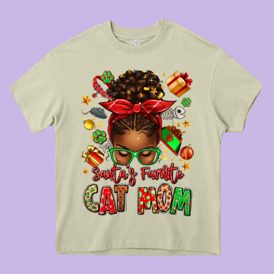 Santas Favorite Cat Mom Heavy Core Tee Designed By Texasbilliewilder