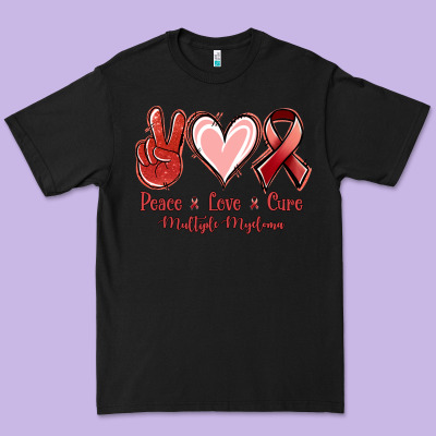 Peace Love Cure Multiple Myeloma Cancer Premium Tee Designed By Jasminsmagicworld