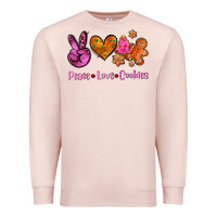 Pale Pink peace love cookies Premium Sweatshirt - AdoDesignShop